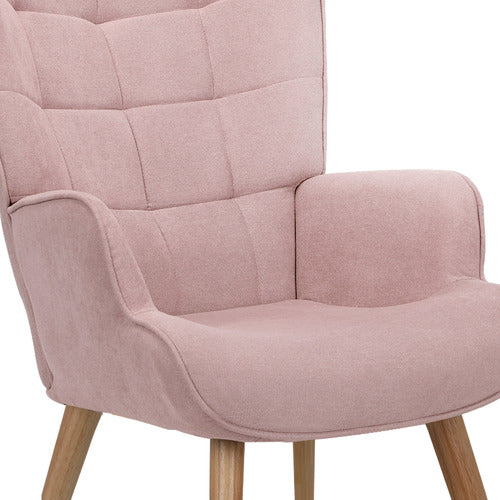 LIVING FUSION AFTON RUBBERWOOD ARMCHAIR WITH OTTOMAN