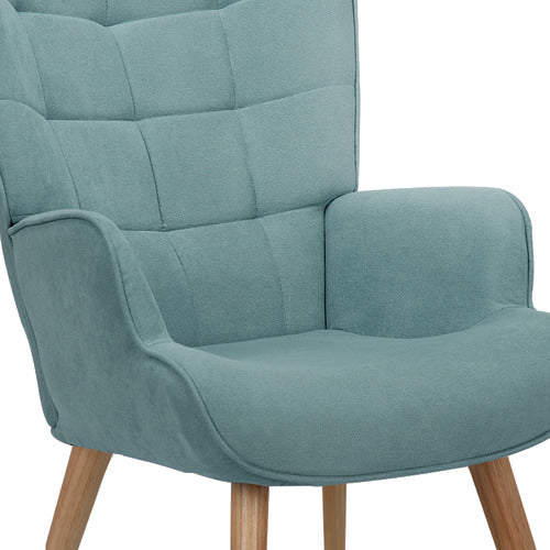LIVING FUSION AFTON RUBBERWOOD ARMCHAIR WITH OTTOMAN
