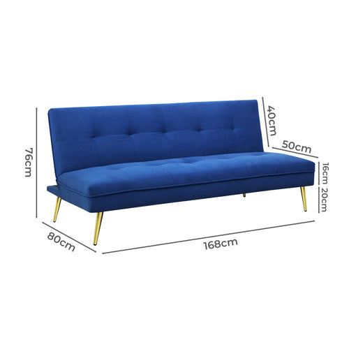OAKLEIGH HOME AISLINN 3 SEATER SINGLE VELVET SOFA BED