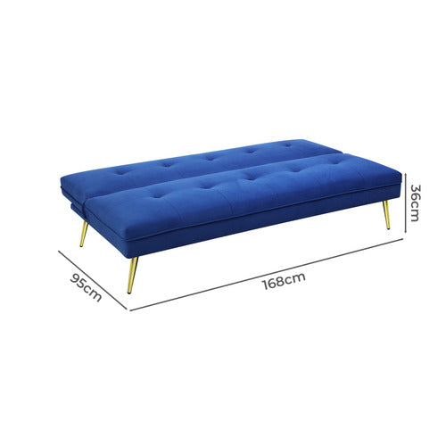 OAKLEIGH HOME AISLINN 3 SEATER SINGLE VELVET SOFA BED