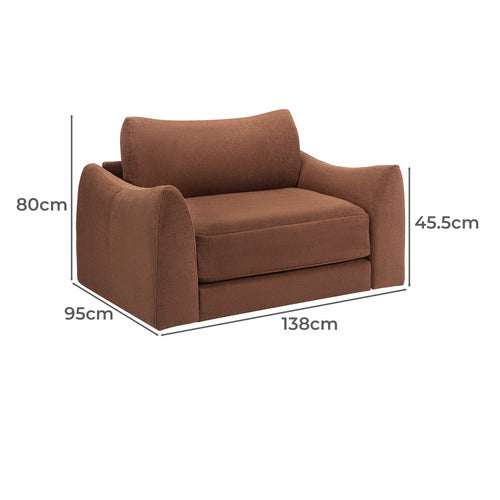 ALDO 1.5 SEATER OVERSIZED SINGLE BOUCLE SOFA BED