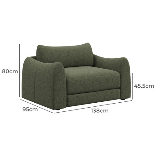ALDO 1.5 SEATER OVERSIZED SINGLE BOUCLE SOFA BED