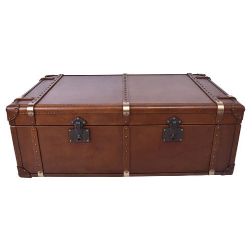 CHARTWELL HOME ALEKSI AGED COWHIDE LEATHER COFFEE TABLE