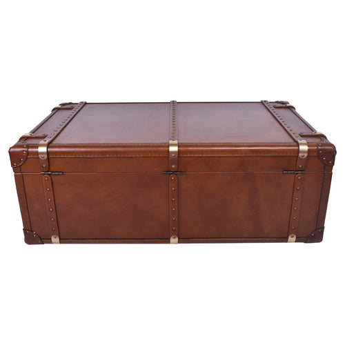 CHARTWELL HOME ALEKSI AGED COWHIDE LEATHER COFFEE TABLE