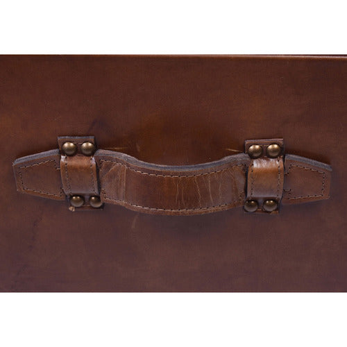 CHARTWELL HOME ALEKSI AGED COWHIDE LEATHER COFFEE TABLE