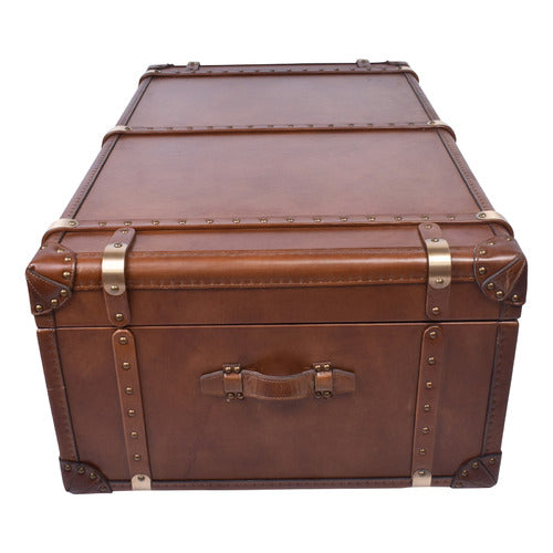 CHARTWELL HOME ALEKSI AGED COWHIDE LEATHER COFFEE TABLE