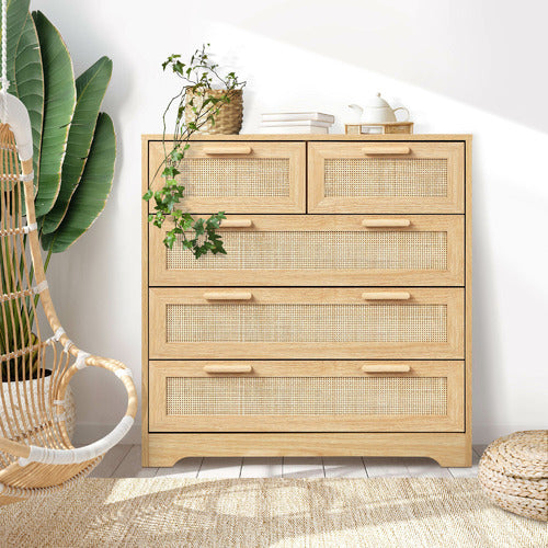 LIVING FUSION HOLLY RATTAN 5 DRAWER CHEST