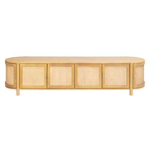 ALEXANDRA CURVED MANGO WOOD & RATTAN TV UNIT