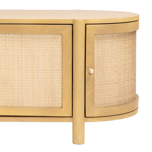 ALEXANDRA CURVED MANGO WOOD & RATTAN TV UNIT