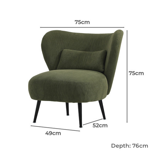 LIVING FUSION ALEYN CORDUROY VELVET WING BACK CHAIR