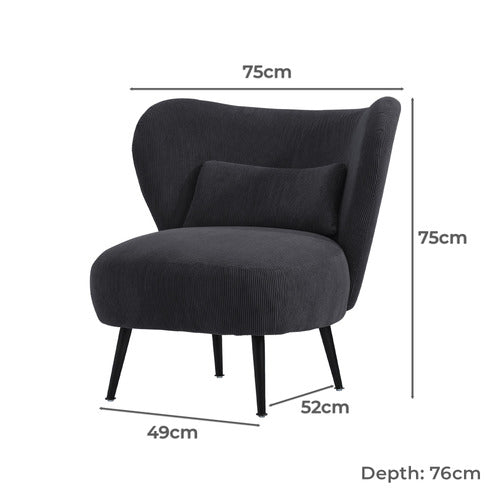 LIVING FUSION ALEYN CORDUROY VELVET WING BACK CHAIR