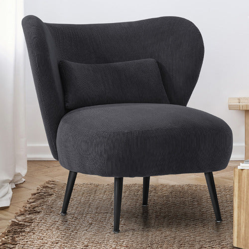 LIVING FUSION ALEYN CORDUROY VELVET WING BACK CHAIR