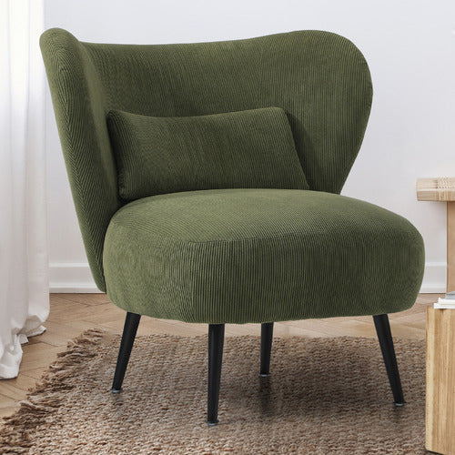 LIVING FUSION ALEYN CORDUROY VELVET WING BACK CHAIR