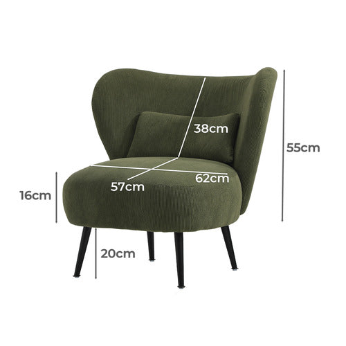 LIVING FUSION ALEYN CORDUROY VELVET WING BACK CHAIR