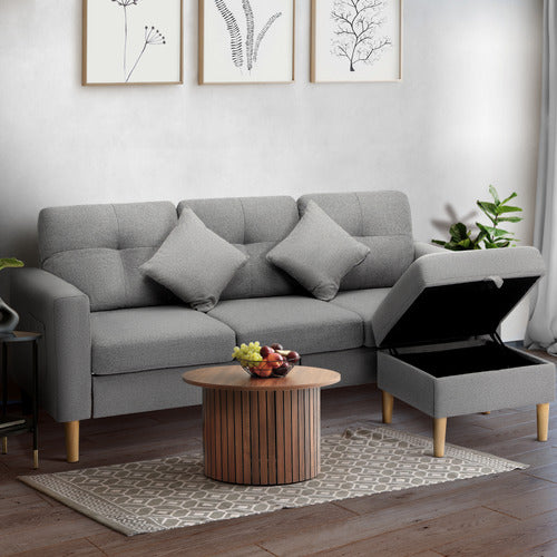 LIVING FUSION ALINUR 3 SEATER SOFA & OTTOMAN SET