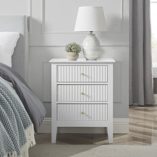WEST VALLEY INTERIORS AMARA 3 DRAWER BEDSIDE TABLE