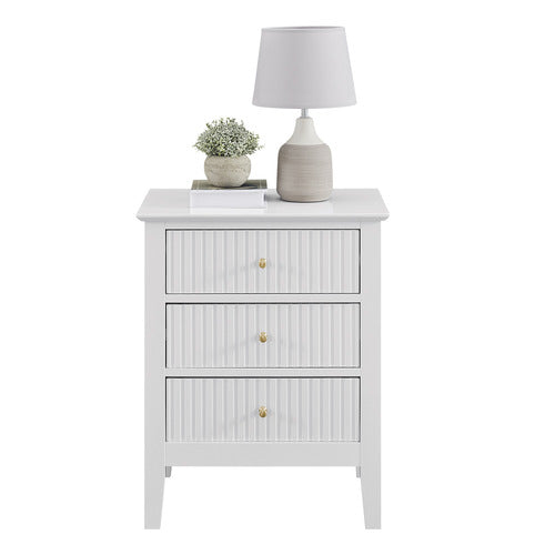 WEST VALLEY INTERIORS AMARA 3 DRAWER BEDSIDE TABLE