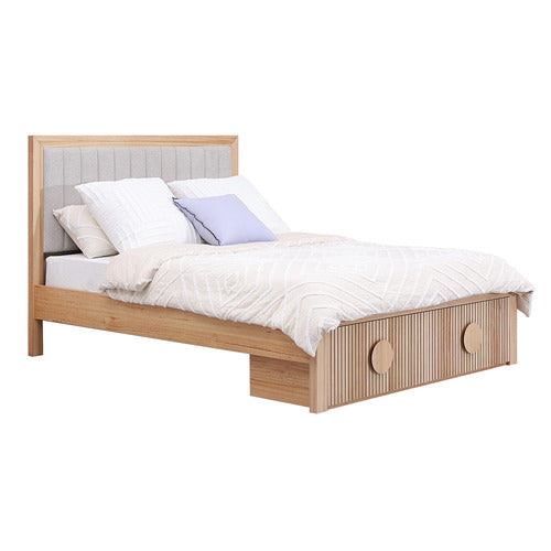 EVERGREEN HOME AMELIE ASH WOOD QUEEN BED WITH DRAWERS