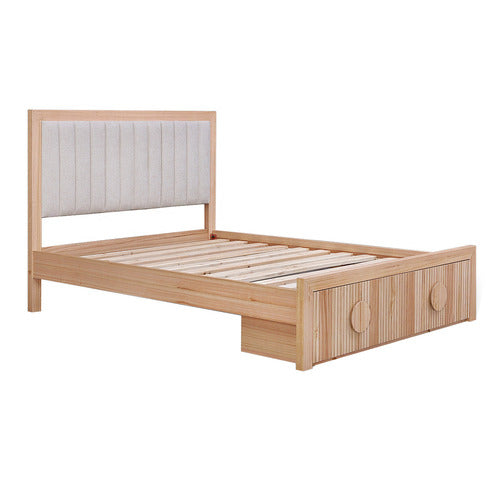 EVERGREEN HOME AMELIE ASH WOOD QUEEN BED WITH DRAWERS