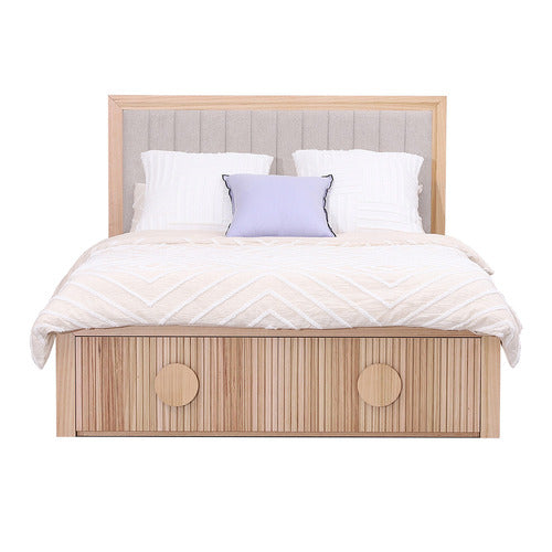 EVERGREEN HOME AMELIE ASH WOOD QUEEN BED WITH DRAWERS