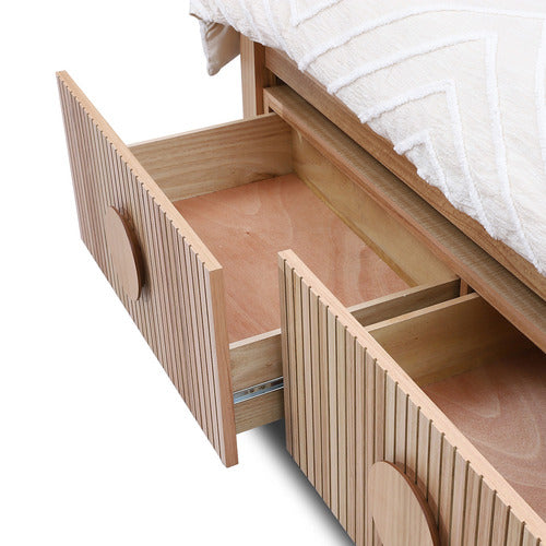 EVERGREEN HOME AMELIE ASH WOOD QUEEN BED WITH DRAWERS