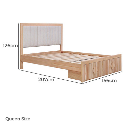 EVERGREEN HOME AMELIE ASH WOOD QUEEN BED WITH DRAWERS