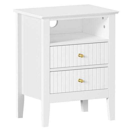 LIVING FUSION ANDES 2 DRAWER & SHELF BEDSIDE TABLE