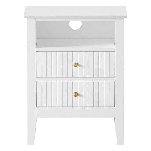 LIVING FUSION ANDES 2 DRAWER & SHELF BEDSIDE TABLE