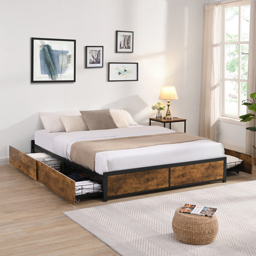 OAKLEIGH HOME NERO BED BASE WITH STORAGE DRAWERS