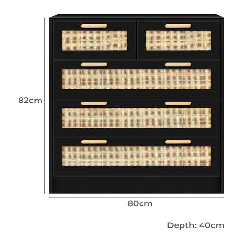 HOXTON ROOM ANGUS 5 DRAWER RATTAN DRESSER