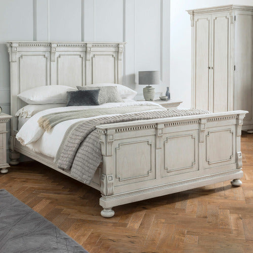 CARRINGTON FURNITURE ANTIQUE WHITE AUGUSTA MINDI WOOD BED FRAME