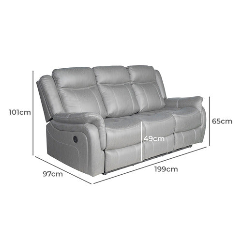SOUTHERN STYLERS ARIA 3 SEATER FAUX LEATHER RECLINER SOFA