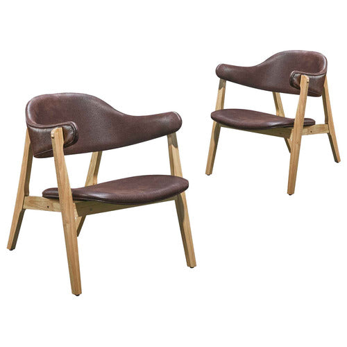 MIKASA FURNITURE ARSBY FAUX LEATHER ARMCHAIRS (SET OF 2)
