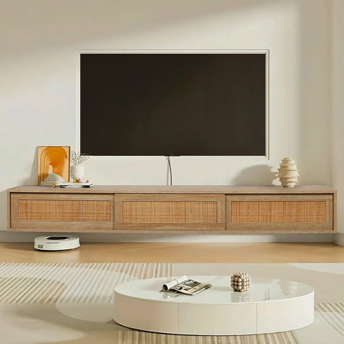 YORK STREET ASHCA WALL-MOUNTED RATTAN ENTERTAINMENT UNIT