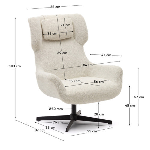 LINEA FURNITURE ASHLEY BOUCLE SWIVEL ARMCHAIR