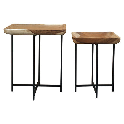 LA VERDE ASHTON SUAR WOOD TRAY COFFEE & SIDE TABLE SET