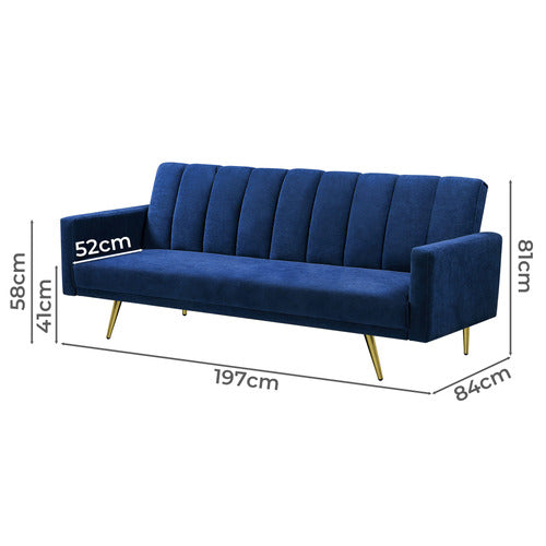 OAKLEIGH HOME ASPEN 3 SEATER VELVET SOFA BED