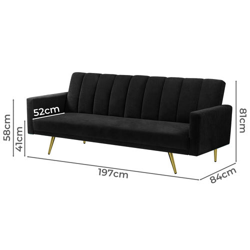 OAKLEIGH HOME ASPEN 3 SEATER VELVET SOFA BED