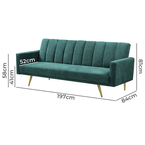 OAKLEIGH HOME ASPEN 3 SEATER VELVET SOFA BED
