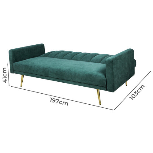 OAKLEIGH HOME ASPEN 3 SEATER VELVET SOFA BED