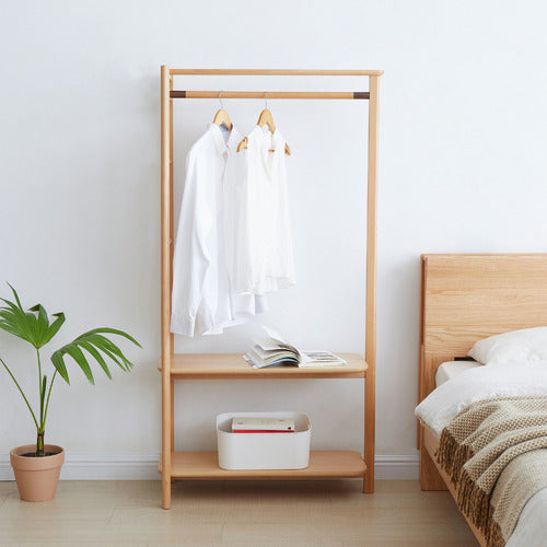 MODERN COLLECTIVE ASTELL 2 SHELF EUROPEAN BEECH WOOD CLOTHING RACK