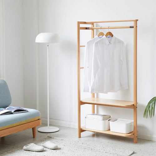 MODERN COLLECTIVE ASTELL 2 SHELF EUROPEAN BEECH WOOD CLOTHING RACK