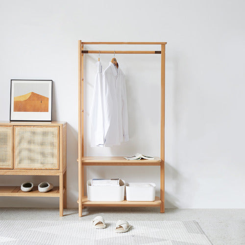 MODERN COLLECTIVE ASTELL 2 SHELF EUROPEAN BEECH WOOD CLOTHING RACK