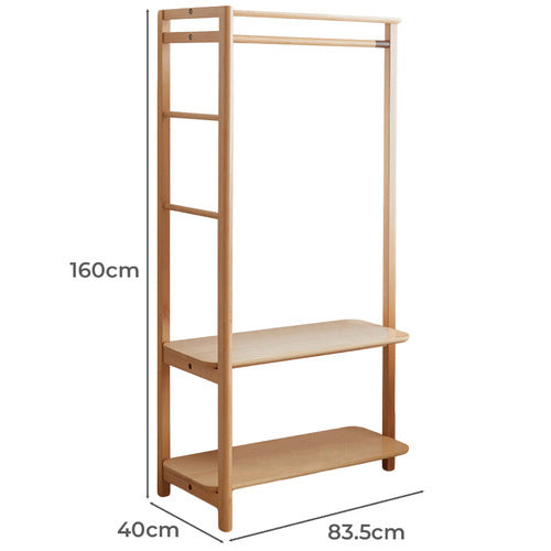 MODERN COLLECTIVE ASTELL 2 SHELF EUROPEAN BEECH WOOD CLOTHING RACK
