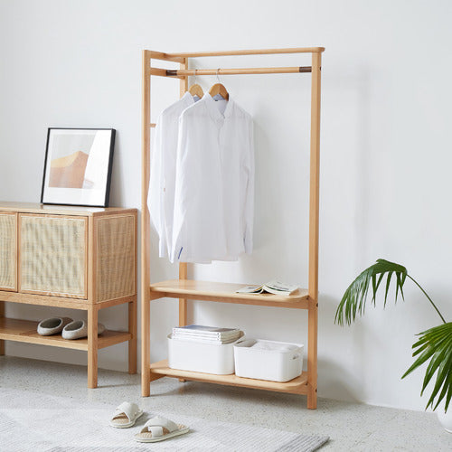 MODERN COLLECTIVE ASTELL 2 SHELF EUROPEAN BEECH WOOD CLOTHING RACK