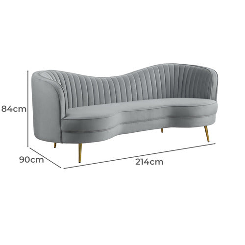 EVIE HOME ATASHA 3 SEATER VELVET SOFA