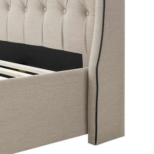 BEIGE AUDREY TUFTED WINGBACK BED
