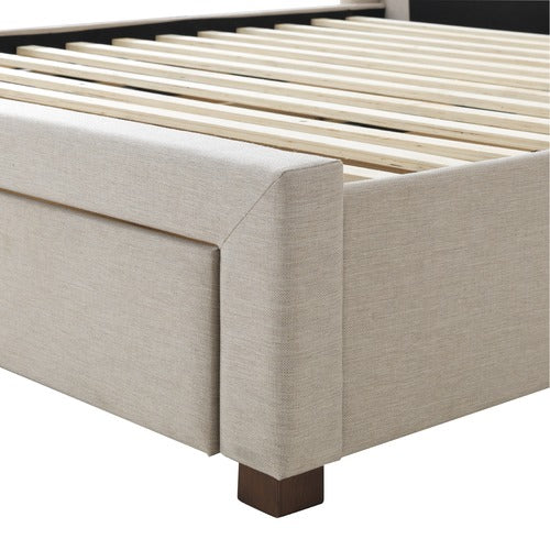 BEIGE AUDREY TUFTED WINGBACK BED