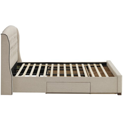 BEIGE AUDREY TUFTED WINGBACK BED