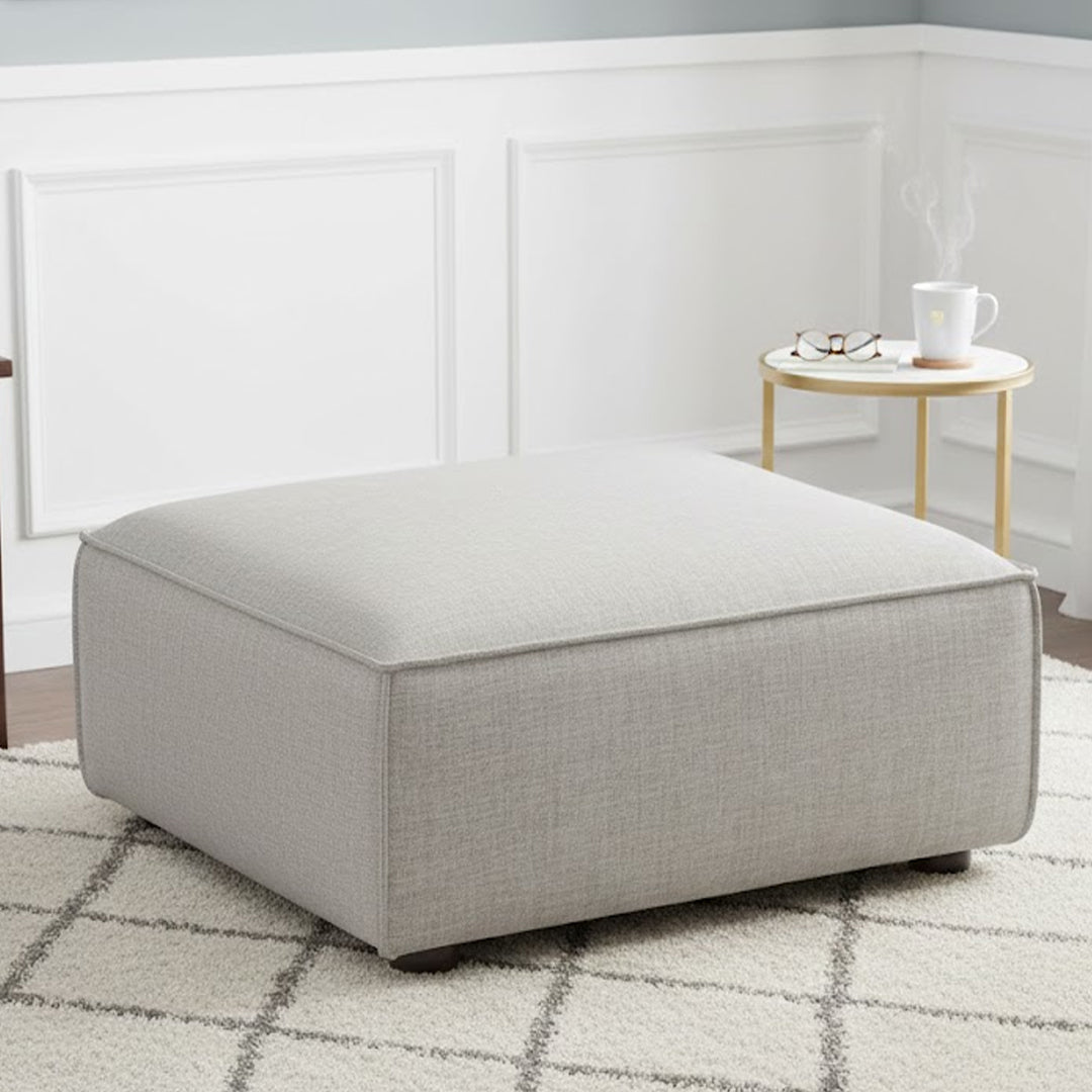 BARTELLE FABRIC OTTOMAN SEASHELL